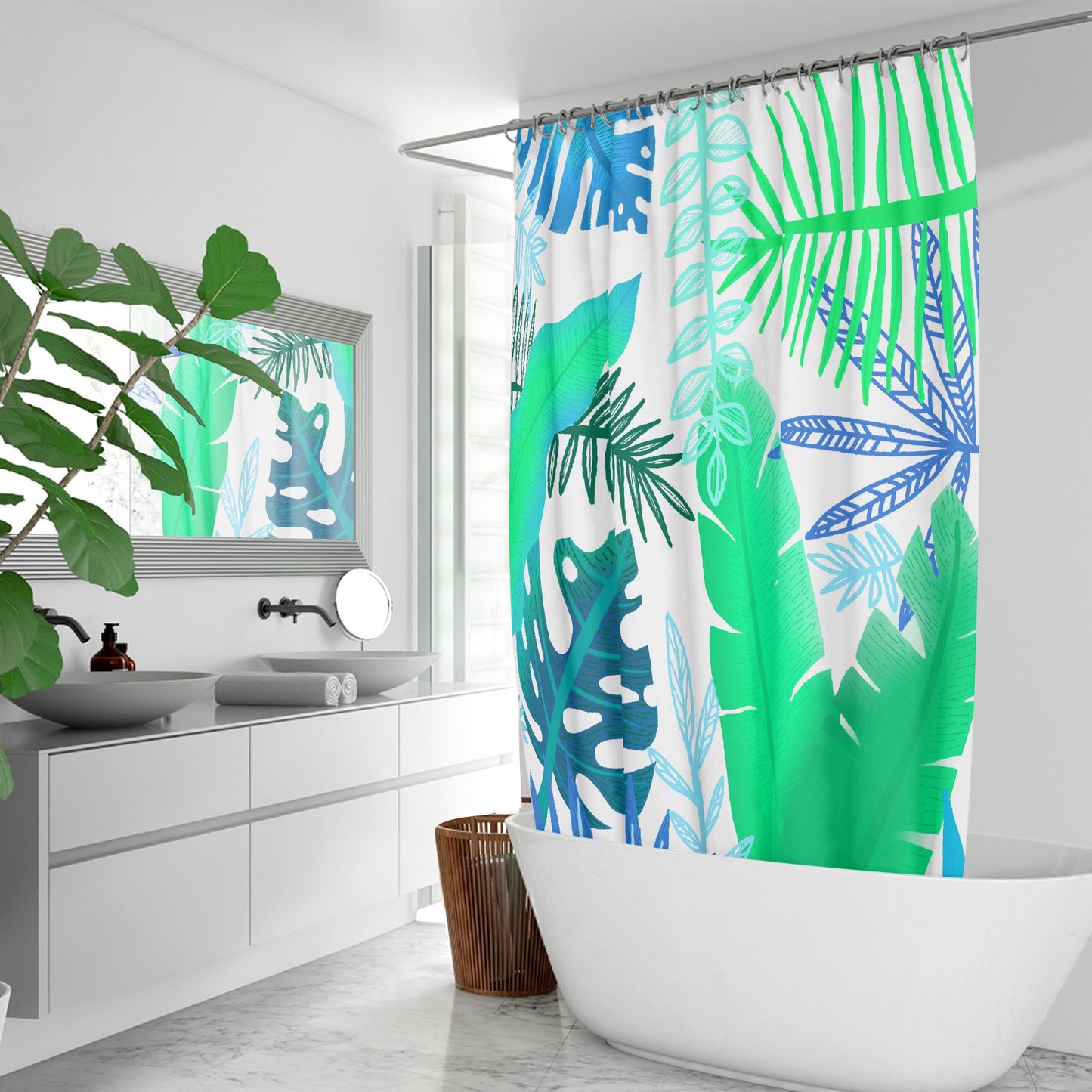 Tropical Leaves Shower Curtains